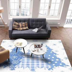 Alfombras navideñas pastorales azules con árboles de Navidad de invierno 3D copos de nieve alfombra antideslizante para dormitorio sala de estar decoración del hogar en Stock - Product Image 5