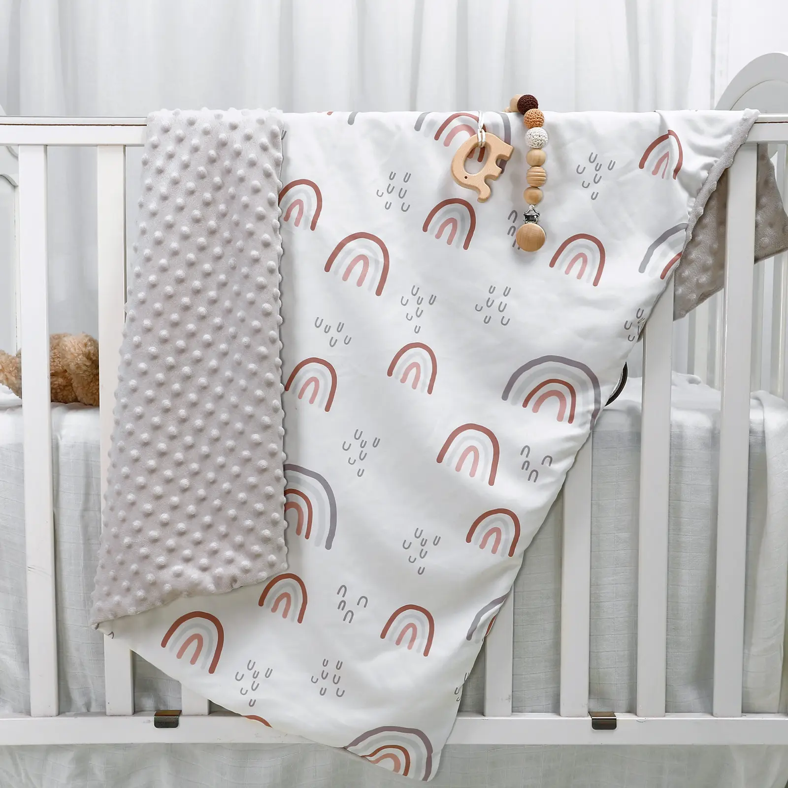 Desain Baru Selimut Bulu Bayi Baru Lahir Lapisan Ganda Musim Dingin Seprai Tempat Tidur Bayi Baru Lahir