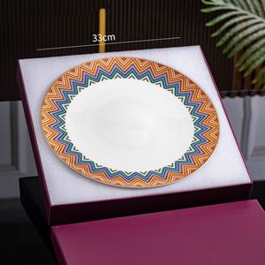 Best-selling Classic Style 13-inch Dinner Plate Set with Gift Box-Bone China <b>Microwave</b> & Dishwasher Safe for Home Hotel Weddings - Product Image 1
