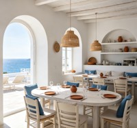 FULLSUMMER Servicio de Diseño de Interiores para el Hogar, Personalización Completa de Viviendas, Diseño Integral de Hoteles Estilo Mediterráneo Santorini