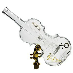 Bottiglia di vodka di vino di whisky di design di violino di forma personalizzata da 1000ML bottiglia di vetro vuota di lusso super flint