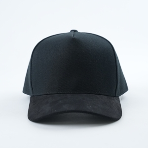 Gorra de Béisbol de 5 Paneles, Tela de Lona y Gamuza, Negra, Lisa, Admite Bordado Personalizado, Gorra de Béisbol de Perfil Alto - Product Image 6
