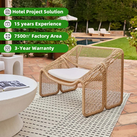Ensemble de canapés de jardin de luxe en rotin PE avec structure en aluminium minimaliste pour hôtel et villa