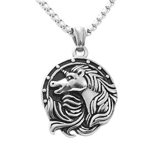 Collier pendentif licorne en acier inoxydable pour homme, design animal rétro 190105 - Product Image 4