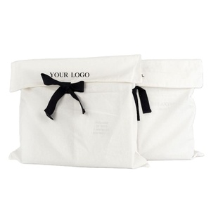 Pochette en toile de coton personnalisée avec logo, avec nœud en ruban, emballage écologique pour la vente en gros de produits de beauté, de parfums et de bougies - Product Image 1