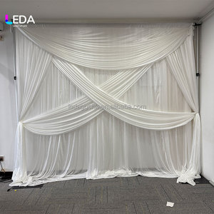 Cortinas Barrocas Blancas Pre-fabricadas a Medida con Bolsillo para Barra Integrado, para Decoración de Bodas - Product Image 5