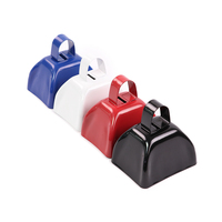 Cloche de boucher traditionnelle de 3 pouces pour événements sportifs et de course, avec logo personnalisé imprimé en sérigraphie, en fer peint, avec poignée, pour fêtes et événements sonores, vente en gros