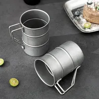 Tasse à eau rétro portable en acier inoxydable 350/500 ml, tasse à café, chopes à bière pour le camping en plein air et les pique-niques