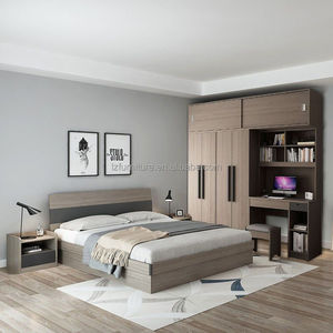<b>Low</b> Price Modern King Size Hotel <b>Bed</b> for 3 Star Hotels Project Affordable Gray Solid Wood <b>Bed</b> <b>Frame</b> with Nightstands & Headboard - Product Image 3