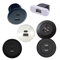 Soket Daya Grommet bulat USB tersembunyi di meja, furnitur kantor Tipe C Power Grommet