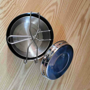 DF15 Outdoor Portable Stainless Steel <b>Mess</b> Tin Round 3 Pcs <b>Kit</b> Bowl L M with Folding Handles Wholesales - Product Image 5
