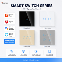Interrupteur intelligent Chuyun Matter avec panneau en verre, étanche, compatible Google Alexa, avec ou sans fil neutre
