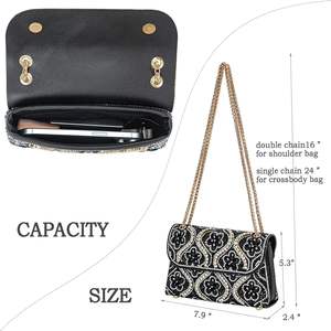 Bolso de Mano de Noche Elegante Hecho a Mano, Bolso de Hombro Cuadrado, Bolso Cruzado de Lujo con Cadena Individual, Mini Bolsos para Damas - Product Image 6