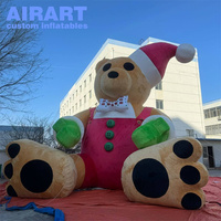 Ours en peluche gonflable de décoration de mascotte d'activité de Noël de grande taille, ballon gonflable d'ours de père Noël mignon pour Noël