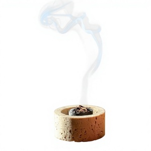 Modern Travertine Inspired Resin Epoxy <b>Bakhoor</b> <b>Burner</b> for Luxury Interiors - Product Image 1