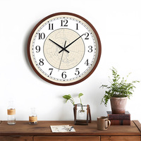 Jam Dinding Digital Senyap Bertenaga Baterai Kayu Solid Gaya Art Deco Modern Sederhana Pola Peta Dunia Ruang Tamu Rumah Mewah