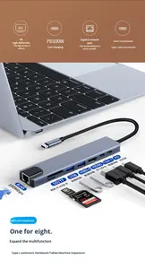 Hub USB C 8 en 1 avec port HDTV 4K, Ethernet Gigabit, 100W PD, lecteur de carte SD/TF pour ordinateur portable, <span class=keywords><strong>station</strong></span> d'accueil pour <span class=keywords><strong>MacBook</strong></span> <span class=keywords><strong>Pro</strong></span> - Product Image 5