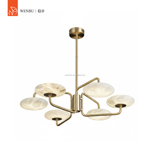 Modern 6 <b>Lights</b> Spanish alabaster chandelier for villa foyer dining <b>lounge</b> spaces - Product Image 1