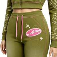 Ensemble de survêtement deux pièces pour femme, comprenant une veste à capuche délavée à l'acide et un pantalon évasé, à manches longues, style streetwear décontracté Xuanzhige