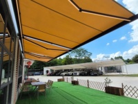 Auvent de balcon rétractable manuel de qualité supérieure, imperméable, en aluminium, pour terrasse extérieure, auvent de pluie, boîte complète