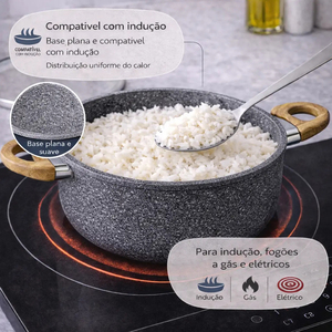 High Quality Ceramic Marble Coated <b>Pot</b> Pan Glass Lids Wooden Soft touch Handles Non Stick 8-Piece Aluminium Cookware <b>Set</b> - Product Image 4
