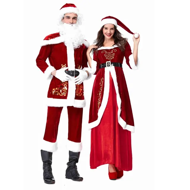2018 Hot Sale Christmas Party Couple Santa Claus Cosplay Costume