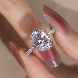 Anillo de Compromiso Messi Fine Jewelry, Oro Blanco de 18K, Corte Ovalado, Diamante de Laboratorio - Product Image 4