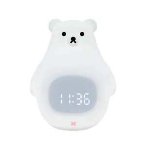 New Baby Đèn Phòng Ngủ Phim Hoạt Hình Pet Lớn Đáng Yêu Gấu Trắng Silicone Ngủ Trẻ Em Bóng Đèn Ánh Sáng Ban Đêm Đồng Hồ Báo Thức