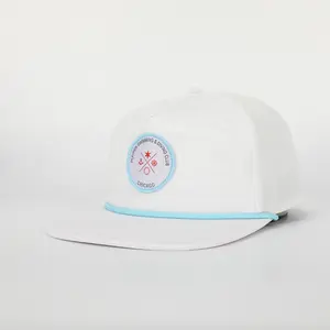 Oem 주문 로고 5 패널 편평한 빌 구조화되지 않은 밧줄 Snapback 모자, 백색 스포츠 골프 Gorras, 레이저 커트 구멍 관통되는 모자