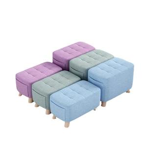 Fabric Stool Home Shoe Changing Ottoman Living Room Sofa <b>Footstool</b> Solid Wood Childrens Seat Square Design For Adults And Kids - Product Image 5