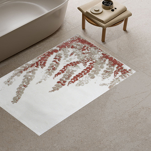 Tapis de bain rectangulaire Mikhal 60*100cm en coton recyclé jacquard à motif abstrait floral, style moderne, fabriqué en Turquie - Product Image 1