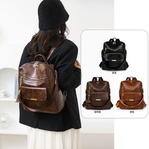 <span class=keywords><strong>Sac</strong></span> à dos imperméable en PU pour <span class=keywords><strong>femme</strong></span>, antivol, avec motif géométrique, capacité de 20 à 30 L, pour les voyages et l'usage quotidien - Product Image 2