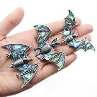 Pendentif chauve-souris en coquille d'ormeau naturelle, collier-broche double usage, ornement de mode en alliage pour femmes