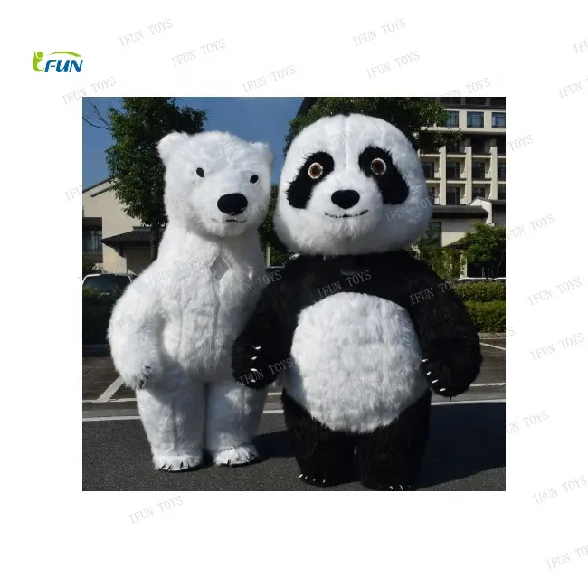Langes plüsch aufblasbarer Eisbär Maskottchen Cosplay ausgefallenes Kleid aufblasbare Panda-Kostüme Erwachsene für Veranstaltungen