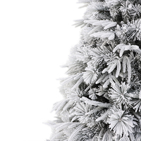 Longstar vente en gros moderne pré-éclairé floqué le grand arbre de noël artificiel blanc neige avec décor de noël léger