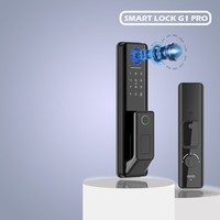 ANG Serrure de porte caméra Push-Pull compatible Tuya, alimentation par piles AA, sonnette, serrures de porte sans clé à empreinte digitale