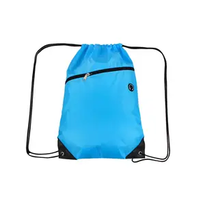 Professional Draw String Sack Pack With Logo Designer Custom Polyester Sport Drawstring Bags Custom String Backpack With Zipper