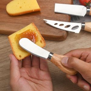 Ensemble de 4 couteaux à fromage, manche en bois, acier inoxydable, écologiques, durables, ustensiles de cuisine, couteaux à beurre de cacahuètes, usage domestique - Product Image 3