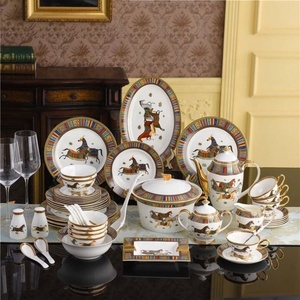 Wholesale Supply Europe Modern Horse Series 58-Piece Fine Bone China <b>Dinnerware</b> Set for Hotels - Product Image 1