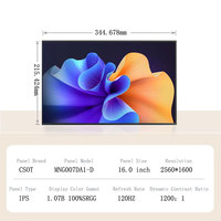 MNGOO7DA1-D TFT 40PIN EDP 2560*1600 120HZ Ultra İnce 16 inç Dizüstü Bilgisayar LCD Panel Değiştirme için LED Arka Işık