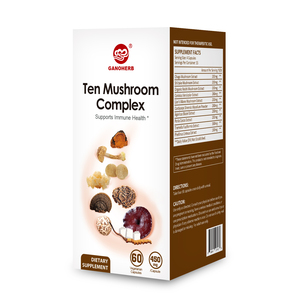 GANOHERB Ten Mushroom <strong>Medicinal</strong> Multi-Mushroom Supplement &amp; <strong>Immune</strong> System Support Reishi Lions Mane Cordyceps Capsules