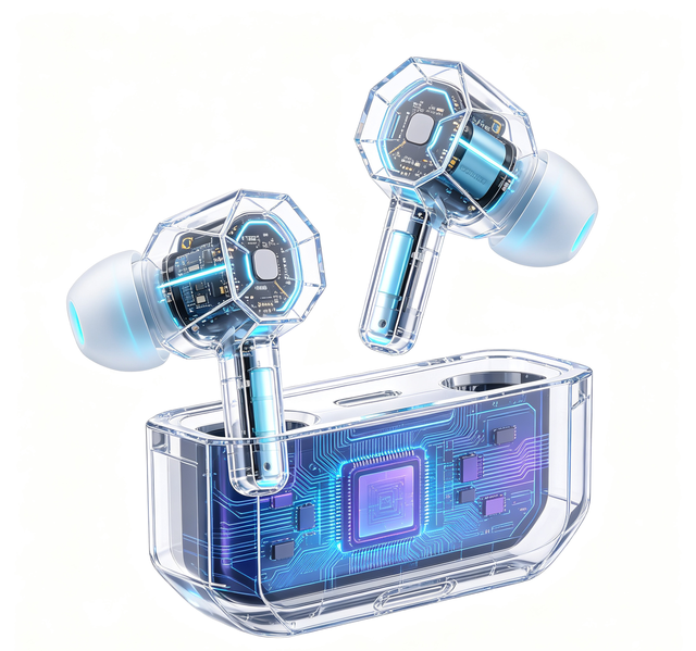 Transparent Tech Wireless Earbuds | ANC, Wireless Charging, Rich Bass, IPX Waterproof