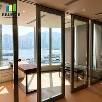 Cloison de séparation en verre mobile à double vitrage avec cadre en aluminium et panneaux coulissants pour salle de réunion de bureau