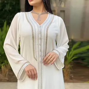 White Abaya Women Muslim skirts Maxi Inner Caftan Marocain Kaftan Dress Ladies abaya set 2 piece Jalabiya Dubai Caftans