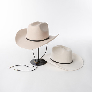 Nouveau Chapeau Fedora Unisexe en Laine Style <span class=keywords><strong>Cowboy</strong></span> Décontracté avec Cordon de Serrage, Large Bord et Bord Relevé, Idéal pour Fêtes, Activités de Plein Air, Chaleur et Protection Solaire - Product Image 1
