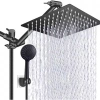 Pomme de douche en métal à haute pression de style moderne, combinaison de robinet de bain/douche en acier inoxydable, jet doux, 5 poignées, installation facile