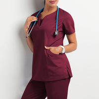 En stock : Tenues d'hôpital deux pièces pour chirurgiens dentaires et infirmières, extensibles, à séchage rapide, en tissu polyester Dobby