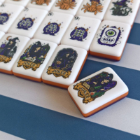 Jeu de Mahjong Américain 160 Tuiles Halloween, Ensemble de Jeu de Mahjong en Acrylique à Trois Couches avec Motif Chat Citrouille
