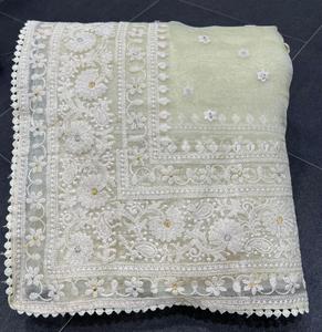 Último diseñador secuencia trabajo suave Georgette sari con pieza de blusa para mujeres vestidos de fiesta indios ropa de boda traje 2 colores - Product Image 3