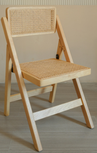 Chaise en rotin pliable en bois de couleur naturelle, style nordique, pour mariage, événement, hôtel, chaise pliante en bois - Product Image 3